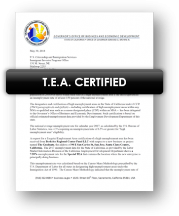 Behring Eb-5 TEA letter with label and shadow background