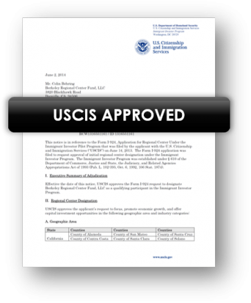 Behring Regional Center USCIS Approval letter